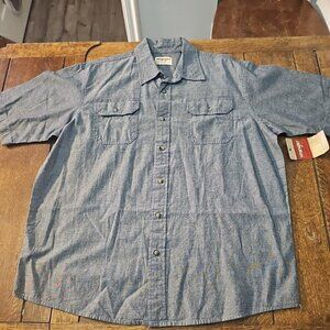 Wrangler Authentics Men's Short Sleeve Classic Wov Sz. L Dark Chambray